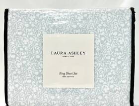 Ushsa01163727 Laura Ashley Light Gray And White King Sheet Set Crisp Cool Cotton Percale Winnie