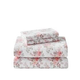 Ushsa01164679 Laura Ashley Sheet Set Cotton Soft Machine Washable King Size Pink Floral 4-pcs