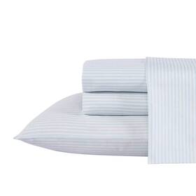 Ushsa01176050 Laura Ashley Queen Sheet Set 4-pcs Cotton Deep Pocket Machine Wash Blue Striped Ushsa01176050 Laura Ashley Queen Sheet Set 4-pcs Cotton Deep Pocket Machine Wash Blue Striped