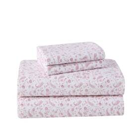 Ushsa01176155 Laura Ashley Sheet Set Cotton Flannel Queen Size Paisley Pattern 4-piece In Red