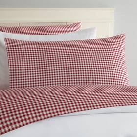Laurel & Mayfair 041808642108 250tc 100% Cotton Gingham Print Sheet Set Queen Red
