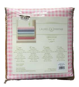 94630093 Laurel & Mayfair Nwt And Pink Gingham Print Cotton Percale 4-pcs Sheet Set Full