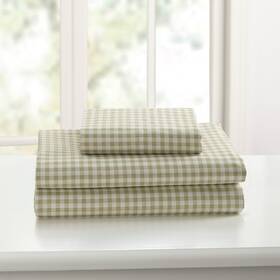 99phc21511sg1302 Laurel & Mayfair And 250tc 100% Cotton Gingham Print Sheet Set Full Green