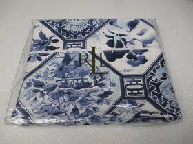 Lauren Ralph 028828013897 Palm Harbor 450tc White Blue Octagonal Floral Flat Sheet - Queen