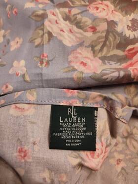 Lauren Ralph 028828075918 New Without Tags Shelter Island Blue Floral Flat Sheet - Queen
