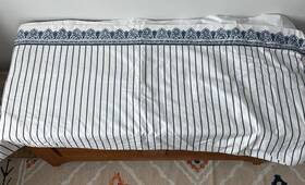Lauren Ralph 028828129451 Jonquil Blue King Flat Sheet Chinese Porcelain Stripe Asian White