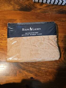 Lauren Ralph 028828153715 Avery Cafe Beige Paisley 2 Tone Twin Fitted Sheet 100% Cotton