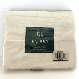 Lauren Ralph 028828165718 Queen Flat Classic Sheet Almond Supima Cotton 350 Tc Vintage Usa