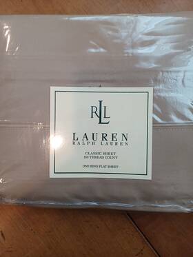 Lauren Ralph 028828165817 King Flat Sheet Camel Brown Tan Supima Cotton Usa Sticker Residue