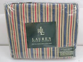 Lauren Ralph 028828166654 Full Extra Deep Fitted Sheet Vintage Chadwick Striped Ocean Wash Lauren Ralph 028828166654 Full Extra Deep Fitted Sheet Vintage Chadwick Striped Ocean Wash