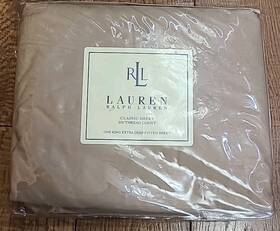 Lauren Ralph 028828168344 Nwt King Flat Sheet 350 Thread Camel Brown 100% Supima Cotton