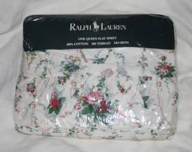 Lauren Ralph 028828191717 Home Collection Blaine Cottage Ruffled Queen Flat Sheet 200 Threat