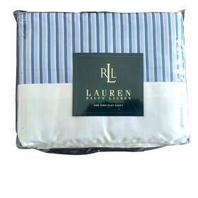 Lauren Ralph 028828212627 Putney Stripe One King Flat Sheet New Cotton 350 Threads