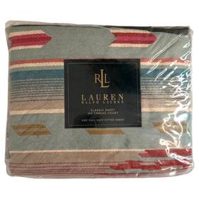 Lauren Ralph 028828226846 Full Deep Fitted Sheet Hawk Springs Serape Teal Aztec Sealed New
