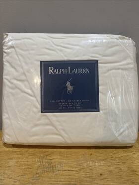Lauren Ralph 028828298331 Vtg Full Fitted Sheet 100% Cotton 250 Thread Fits To 14 Inch New Bone