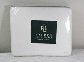 Lauren Ralph 028828298669 White Queen Flat Sheet 100% Cotton 250 Tc - New