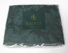 Lauren Ralph 028828318633 New Greycliff Hunter Green Jacquard Floral Flat Sheet - Queen