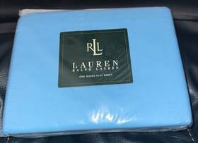 Lauren Ralph 028828326041 Surf Blue Solids Queen Size Flat Sheet Nip Vintage Rare 2 Available