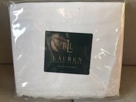 Lauren Ralph 028828465511 Vtg Brittany Lace White Scallop Embroidered King Flat Sheet New