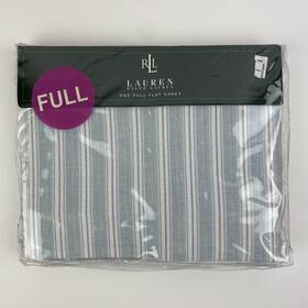 Lauren Ralph 028828482969 Full Flat Sheet Hope Chest Stripes Light Blue Nwt Irregular Italy