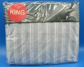 Lauren Ralph 028828483164 King Deep Fitted Sheet Hope Chest Stripes Light Blue Nwt Vtg