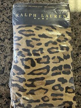 Lauren Ralph 028828492609 Rl Set Of 2 Standard Pillowcases Aragon Neutral Leopard Print