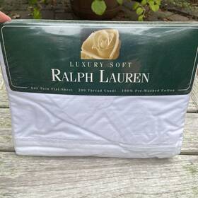 Lauren Ralph 028828675958 Luxury Soft Twin Flat Sheet 200 Thread Count 100% Cotton White