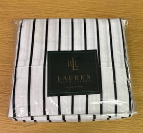 Lauren Ralph 028828827630 Montecito Black White Stripe King Flat Sheet New Lauren Ralph 028828827630 Montecito Black White Stripe King Flat Sheet New