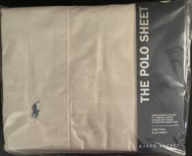 Lauren Ralph 028828884268 The Polo Sheet Twin Flat - Parchment 100% Supima Cotton 275 Tc