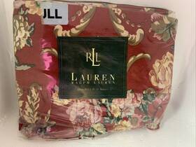 Lauren Ralph 028828935441 Vtg New In Package Full Flat Sheet Marseilles Floral Red Ruffle Us