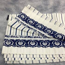 Lauren Ralph 028828935885 Porcelain Blue Tamarind Jonquil Stripe Flat Sheet Queen