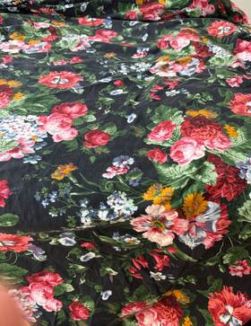 14927 Lauren Ralph Vintage Cossette Isadora Black Floral Full Fitted Sheet