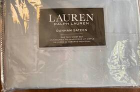 Lauren Ralph 600515421019 Dunham Sateen Twin Sheet Set Celestial Blue 100% Cotton 3 Pc