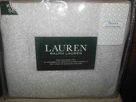 Lauren Ralph 886087156096 Paisley Grey King Sheet Set - 4 Pc New