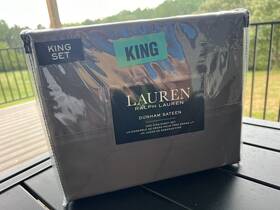 Lauren Ralph 886087156348 Dunham Sateen 100% Cotton Sheets King Bedsheets Charcoal Gray