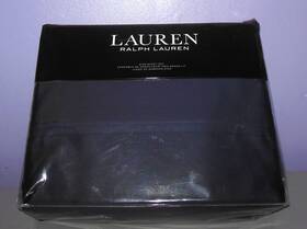 Lauren Ralph 886087294248 New Spencer Navy Sateen King Sheet Set 100% Cotton