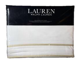 Lauren Ralph 886087295399 Spencer Cotton Sateen Border Full/queen Duvet Cover White Flax 335