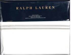 Lauren Ralph 886087316681 Doyer/penthouse King Flat Sheet Silver Detail Cotton Nwt Msrp 215