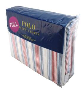 Lauren Ralph 886087336665 New Full Size Navy / Red Stripe 100% Cotton Sheet Set Lauren Ralph 886087336665 New Full Size Navy / Red Stripe 100% Cotton Sheet Set