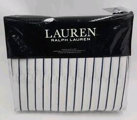 Lauren Ralph 886087367836 New Spencer Stripe Sateen 4 Pcs Queen Sheet Set White/navy Lauren Ralph 886087367836 New Spencer Stripe Sateen 4 Pcs Queen Sheet Set White/navy