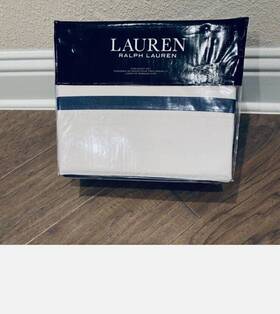 Lauren Ralph 886087390209 Evan Stripe Blue/white 4pc King Sheet Set Nip 220