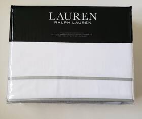 Lauren Ralph 886087397901 Spencer Cotton Sateen Border Full/queen Duvet Cover White Sage 335