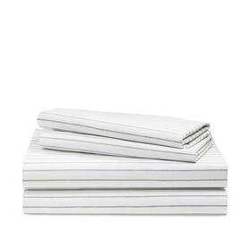 Lauren Ralph 886087398052 Spencer Stripe Sateen Cotton King Sheet 4 Pcs Set Sage 220