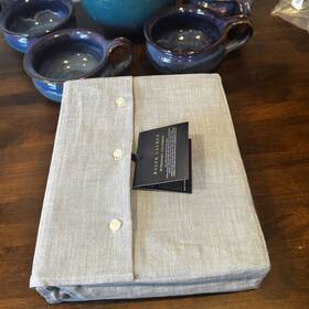 Lauren Ralph 886087399790 Workshirt Chambray Blue Cal. King Fitted Sheet 245 Nip