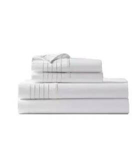 Lauren Ralph 886087402544 Organic Sateen Handkerchief Embroidery Queen Flat Sheet Color White