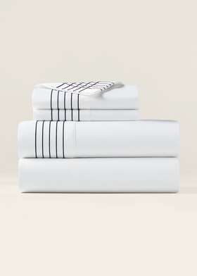 Lauren Ralph 886087402636 Rl Organic Handkerchief King Flat Sheet 245 Whit/polo Navy