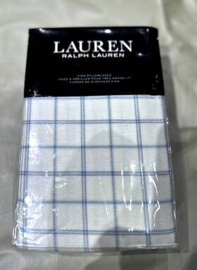 Lauren Ralph 886087422160 Flannel Pillowcases Millerton Blue Plaid Size King 20 X 40
