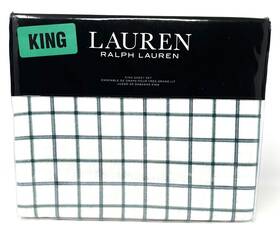 Lauren Ralph 886087422207 Millerton Plaid Flannel Sheet Set King Size Check Green Blue Read