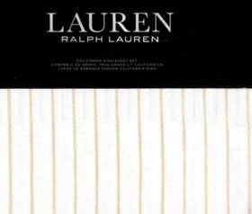 Lauren Ralph 886087424218 Calif. King Sheet Set Spencer Stripe Tan Msrp 220 4pcs 100% Cotton