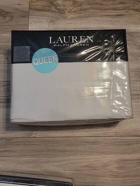 Lauren Ralph 886087427622 Sloane Queen Sheet Set 4 Pic 100% Cotton Grey Nwt 170